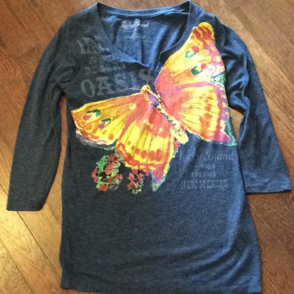 Lucky Brand Live in Love Butterfly Tee Small - Picture 3 of 4